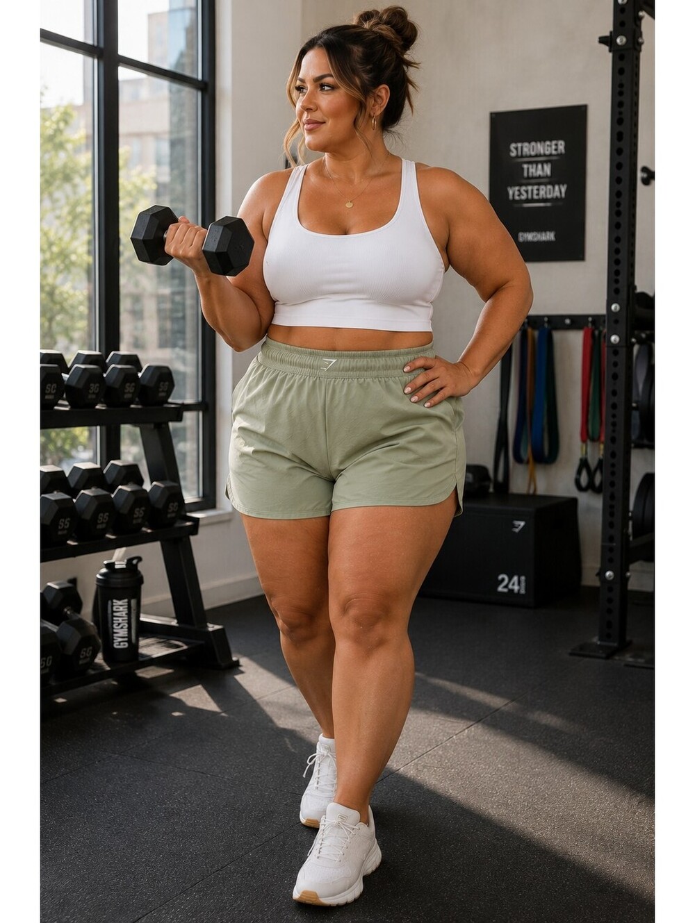Gymshark Scallop Hem Shaped Shorts XXL Green NWT Running Workout Activewear